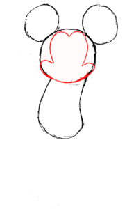 Hoe Teken Je Mickey Mouse Stap 3 (gezichtsomtrek)