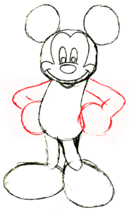 Hoe Teken Je Mickey Mouse Stap 6 (Armen en handen)