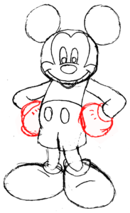 Hoe Teken Je Mickey Mouse Stap 9 (Handschoenen)